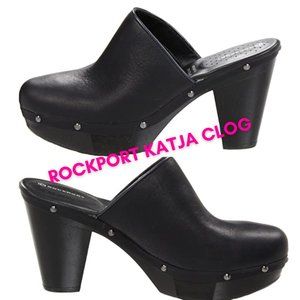 Rockport Women's Katja Wood Bottom Platform Clog Black